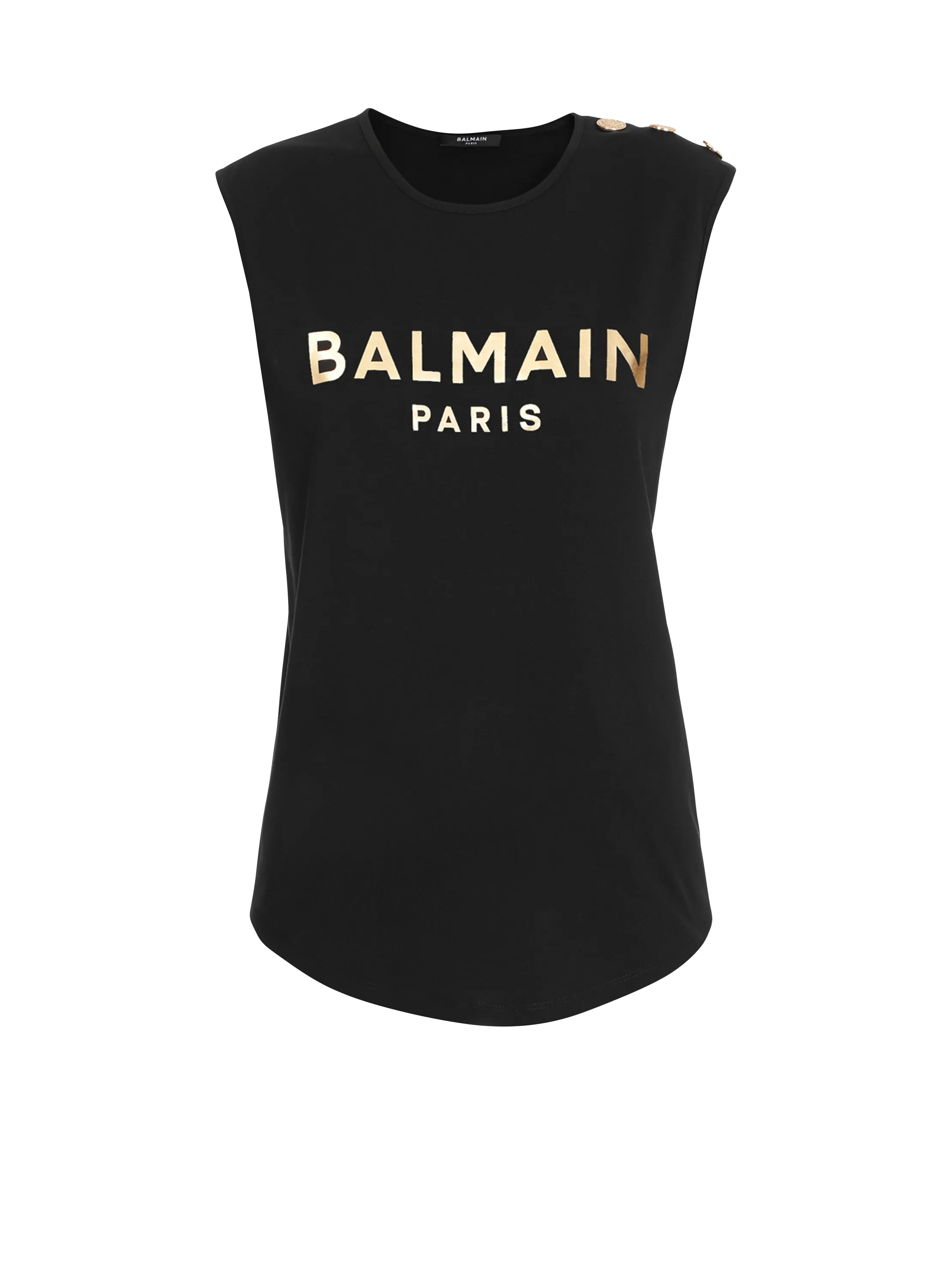 BALMAIN  T-shirt en coton imprimé logo - Doré
