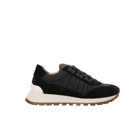 Baskets Noir Languette Fourrure