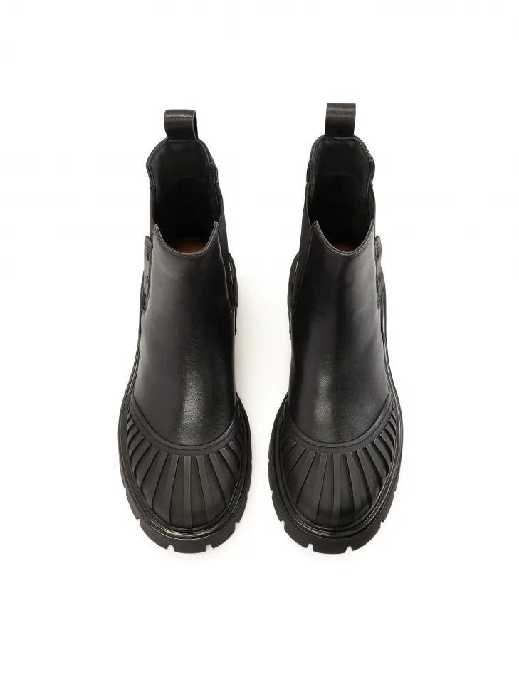Bottes Chelsea noires à tige haute 