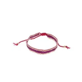 Bracelet tissé avec perles rose fuchsia Pondie Chérie - Le petit Souk