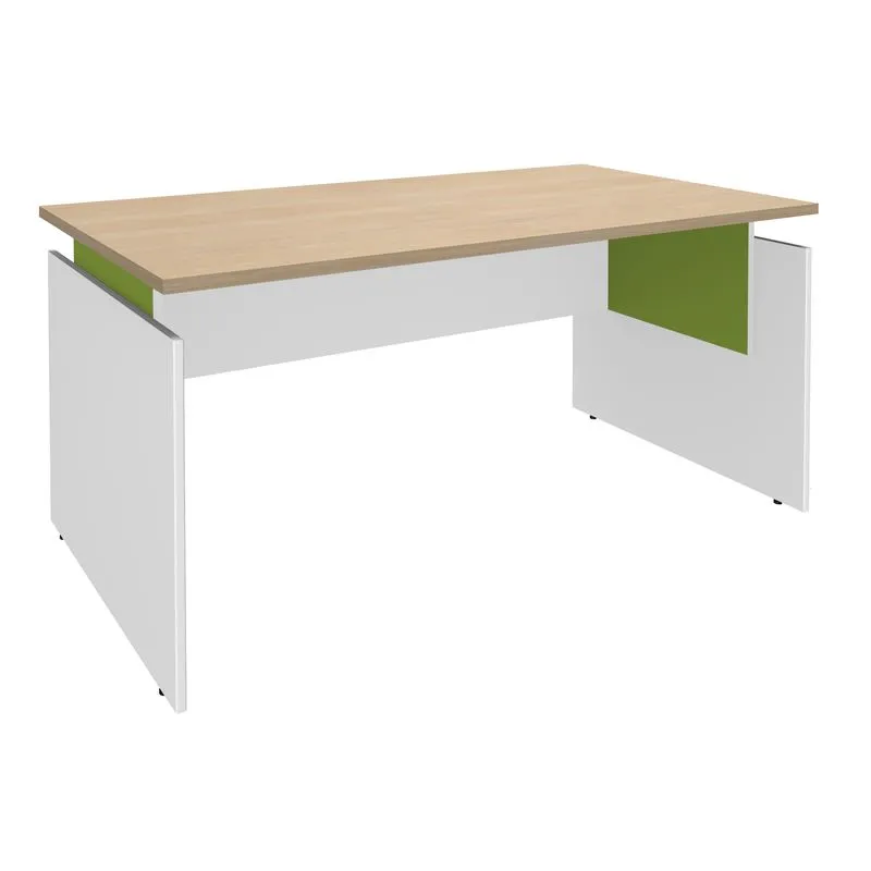 Bureau INEO JET UP Bureau Vallée - Réglable en hauteur - L120 x H74/78/82 x P80 cm - Pieds blanc - plateau imitation chêne clair