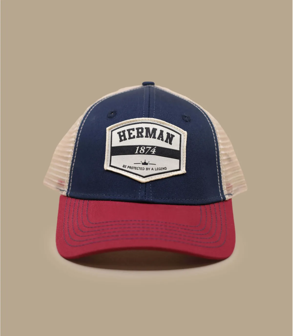 Casquette trucker bleu marine rouge herman - Casquette Frontera red Herman Headwear : Headict