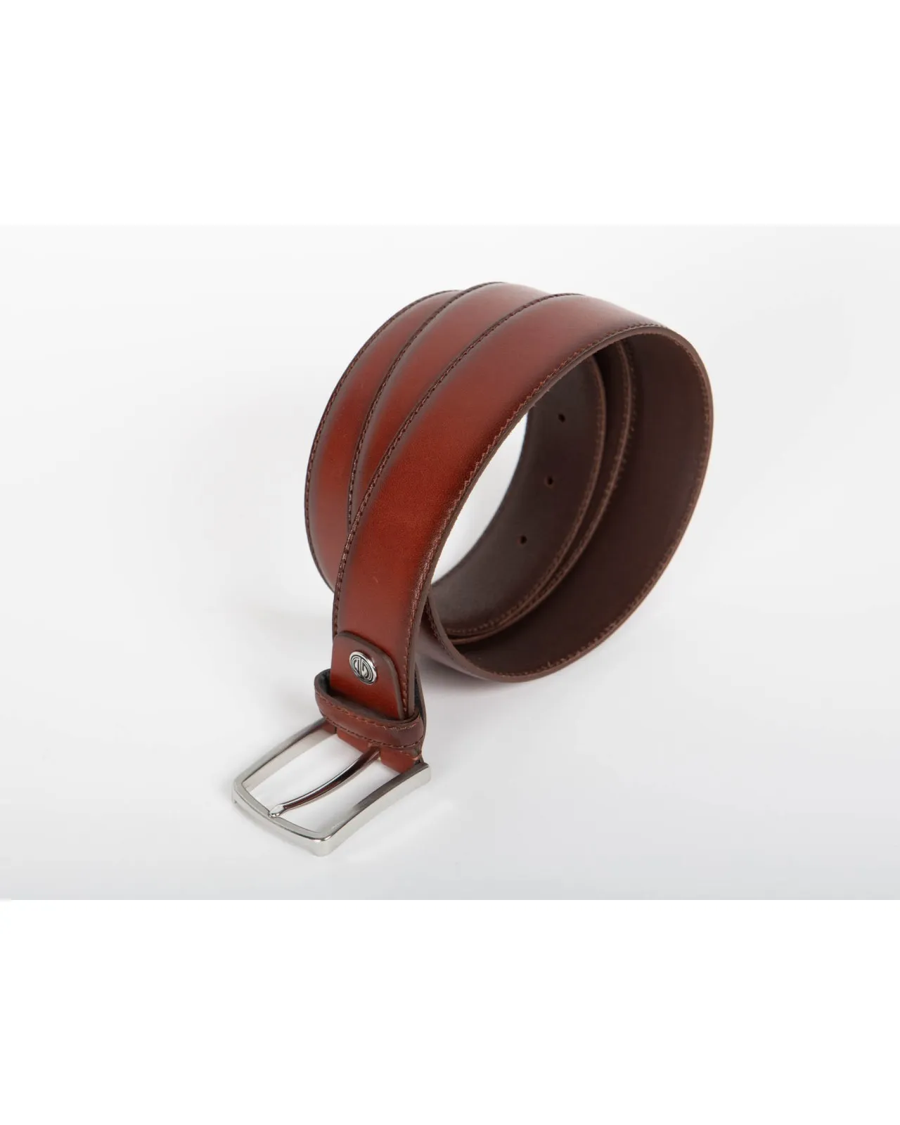 Ceinture cousue Lindenmann grande taille en cuir cognac - Size-factory