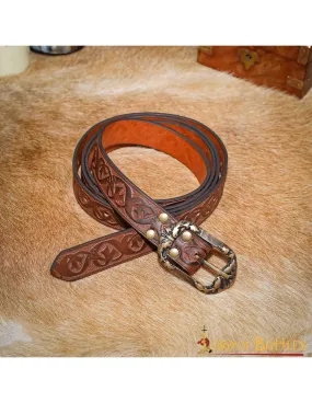 Ceinture Renaissance en cuir marron embossé ⚔️ Boutique Épées