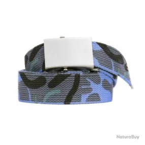 Ceinture toile 40mm avec boucle chromée (Couleur Camouflage bleu)