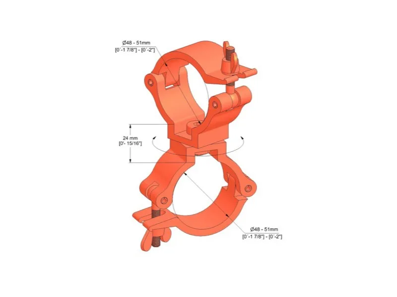 CELL • Collier alu double noir 360° M10 Ø 48/51mm CMU 230kg largeur 30mm