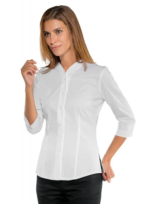 Chemise blanche manches 3/4 pour Femme Stretch Confort