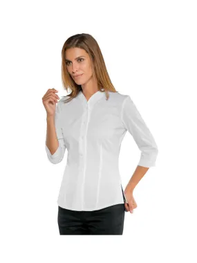 Chemise blanche manches 3/4 pour Femme Stretch Confort