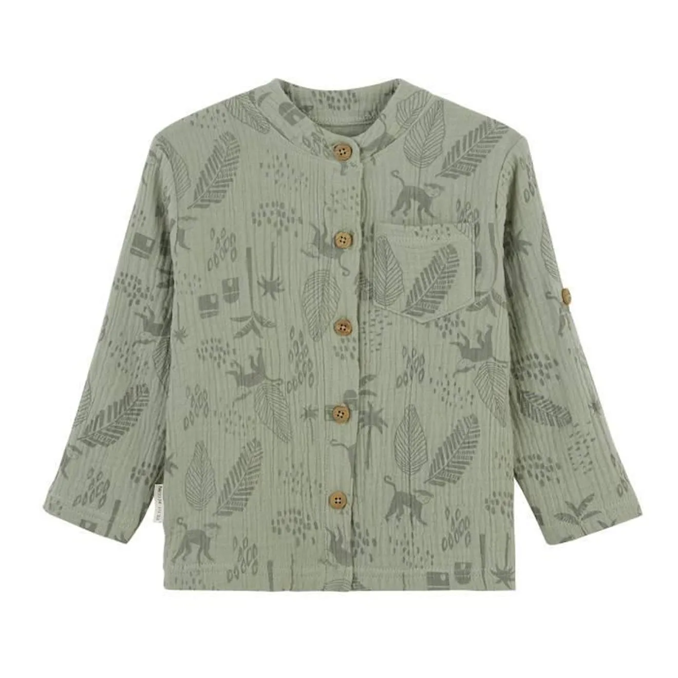 Chemise bébé garçon en gaze de coton Gao vert - Petit Beguin