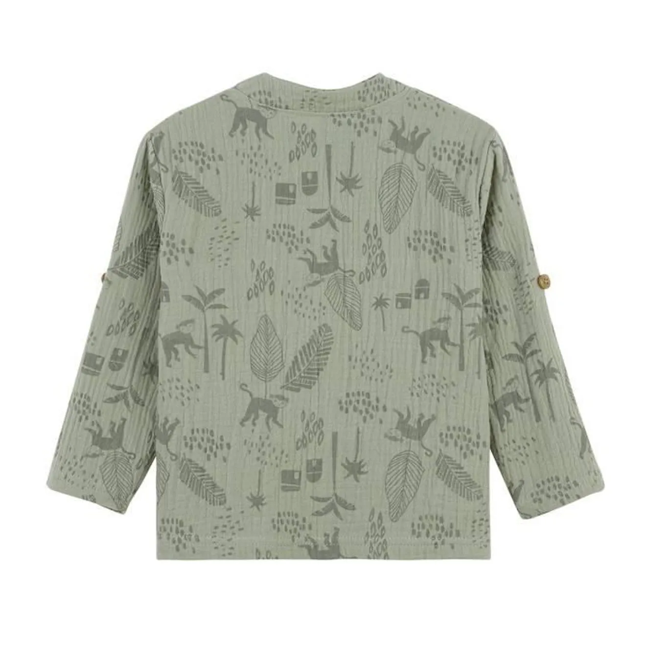 Chemise bébé garçon en gaze de coton Gao vert - Petit Beguin