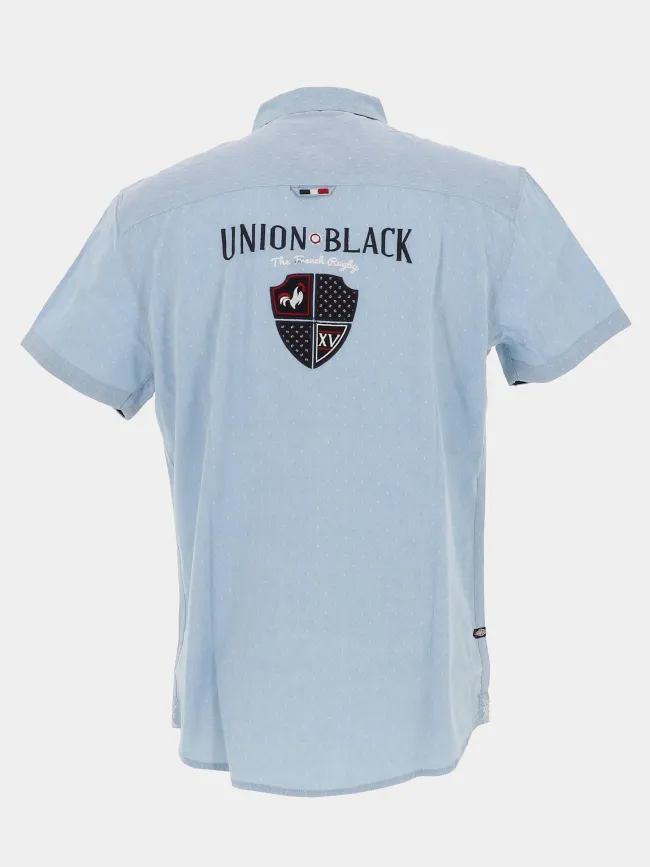 Chemise dobby match rugby bleu homme - Union Black | wimod