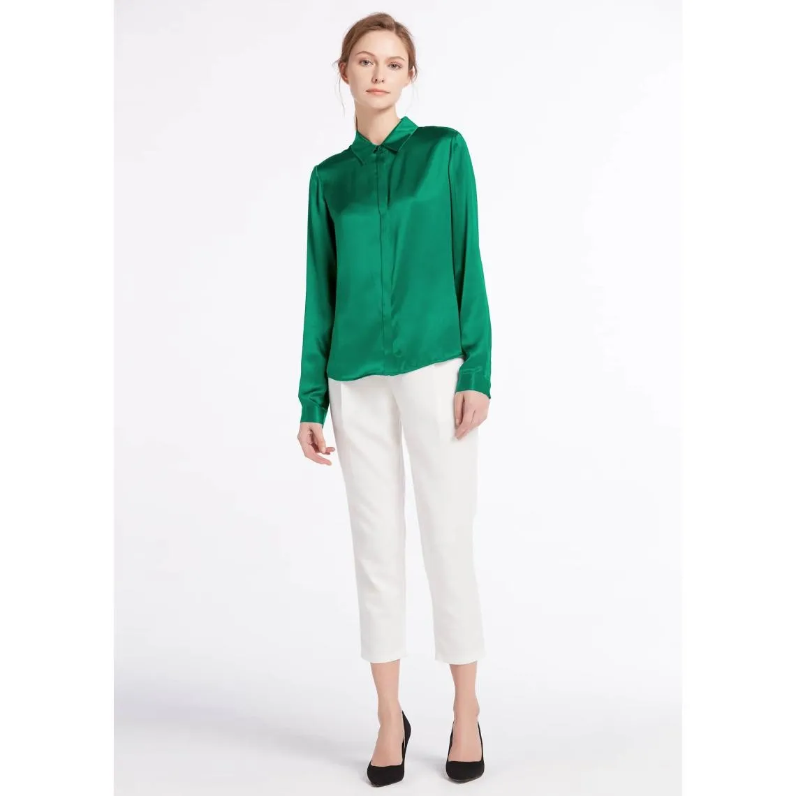 Chemise en soie boutonnée Vert  | 3 Suisses