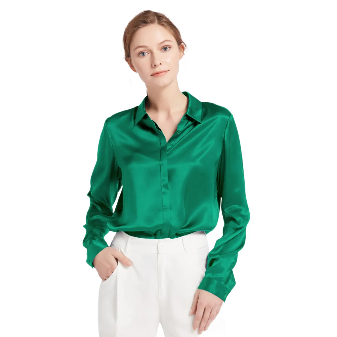 Chemise en soie boutonnée Vert  | 3 Suisses