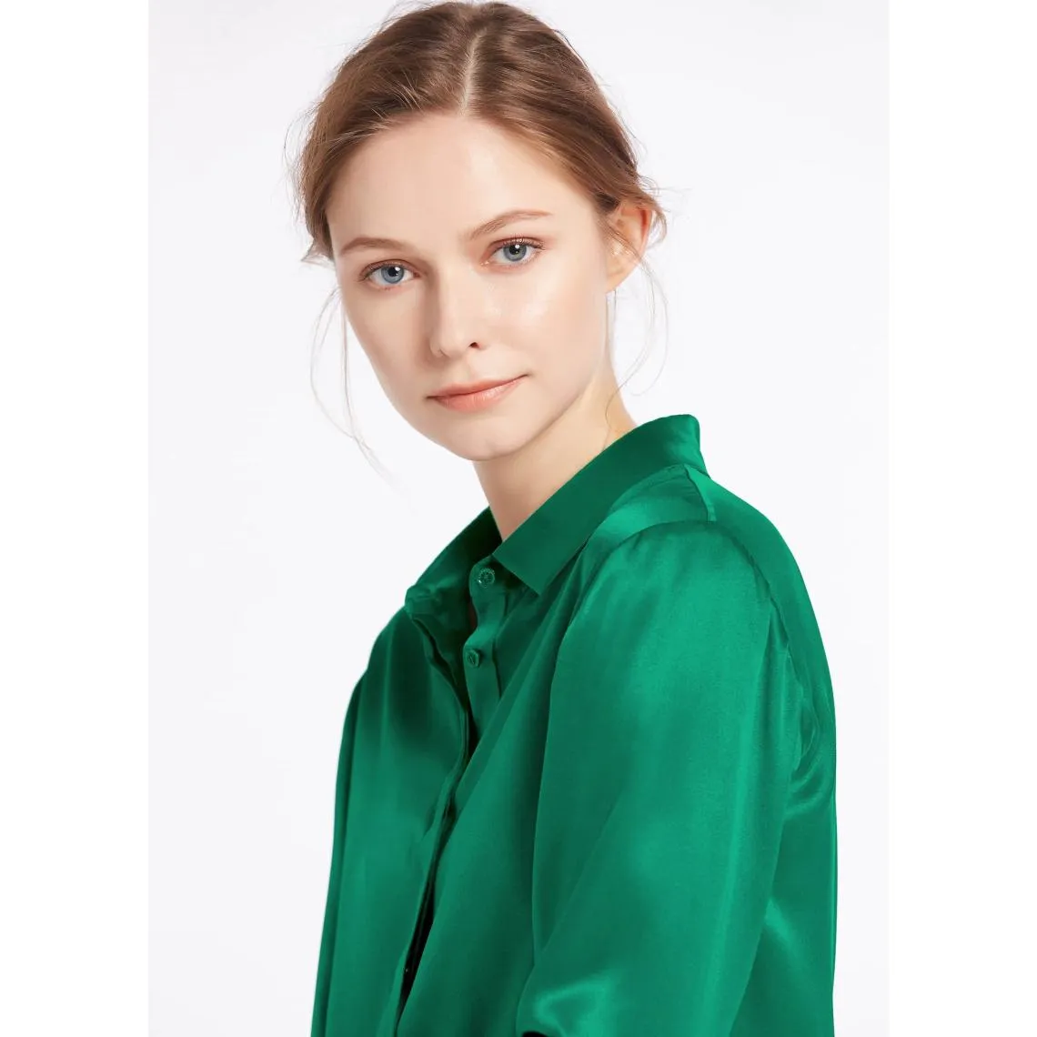 Chemise en soie boutonnée Vert  | 3 Suisses