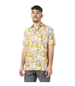 Chemise homme manches courtes LORENZO imprimé jungle jaune Coton Du Monde