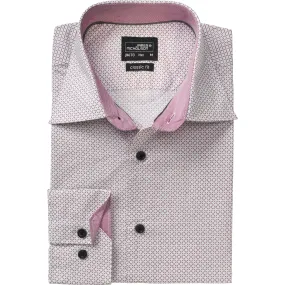 chemise manches longues - JN670 - HOMME - blanc - rouge - motifs fins 