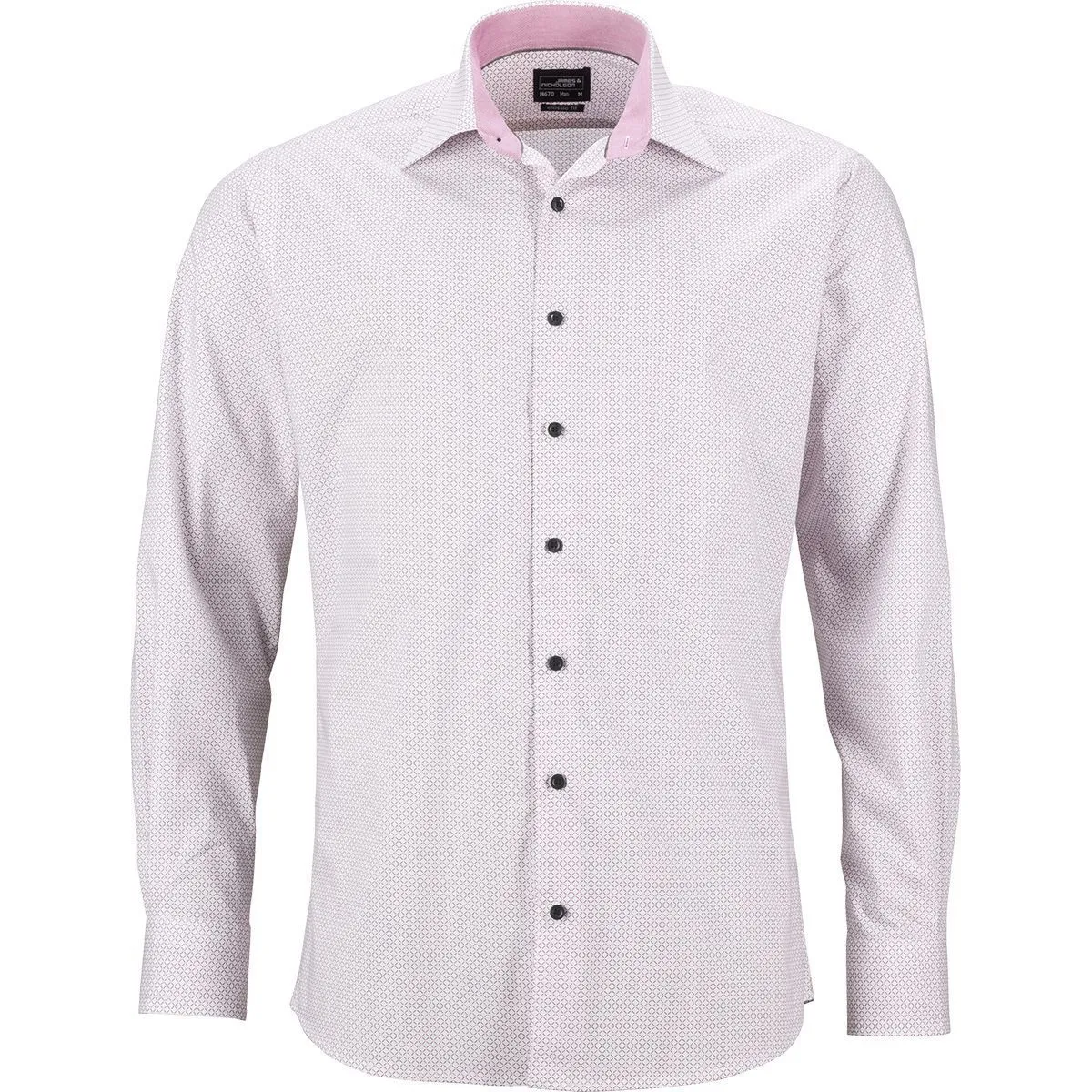 chemise manches longues - JN670 - HOMME - blanc - rouge - motifs fins 