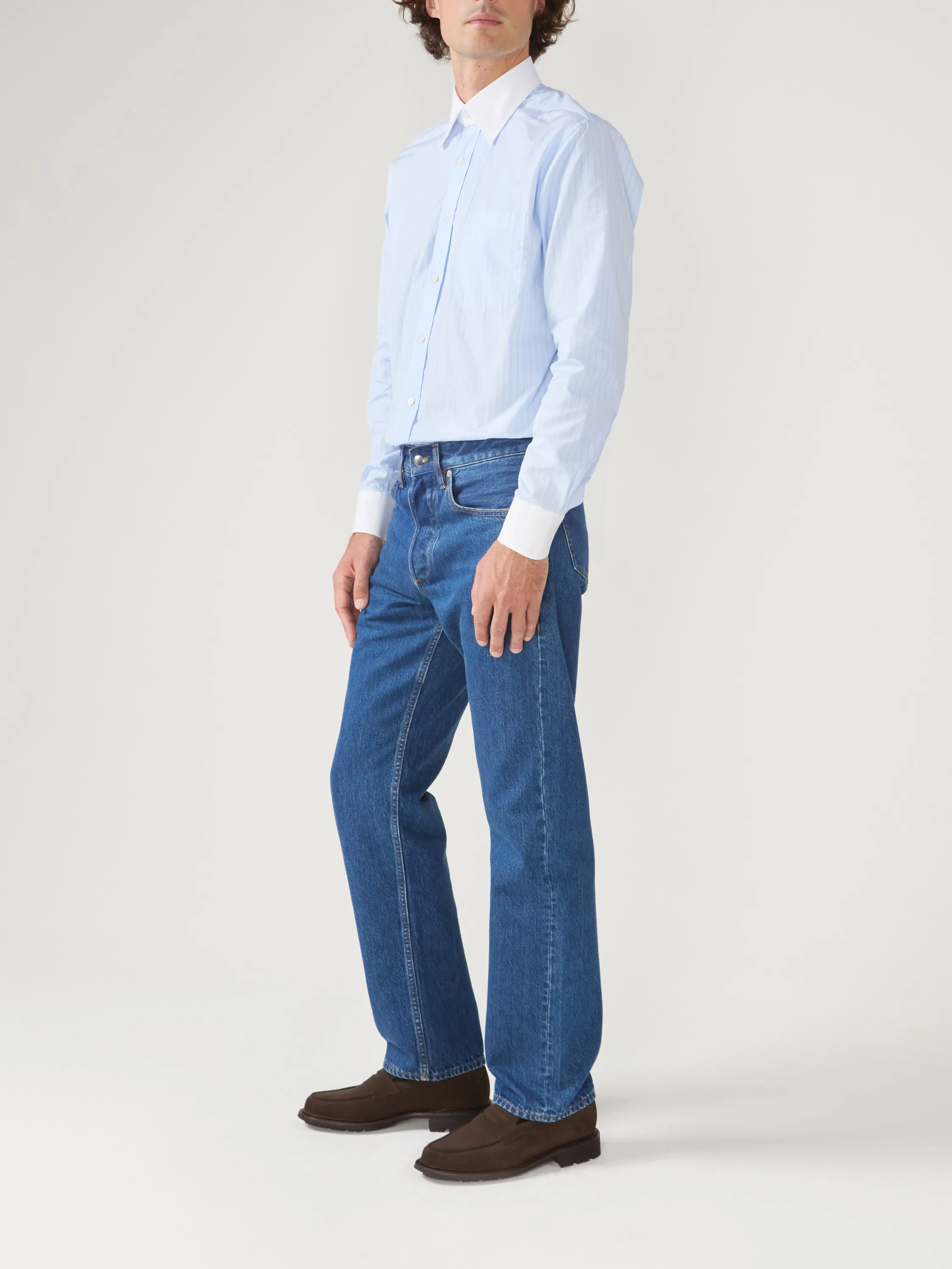 Chemise Popeline Rayé Bleu