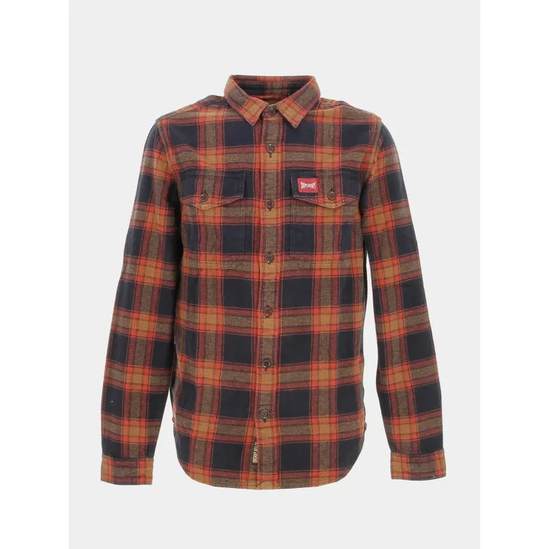 Chemise à carreaux worker orange noir homme - Superdry | wimod