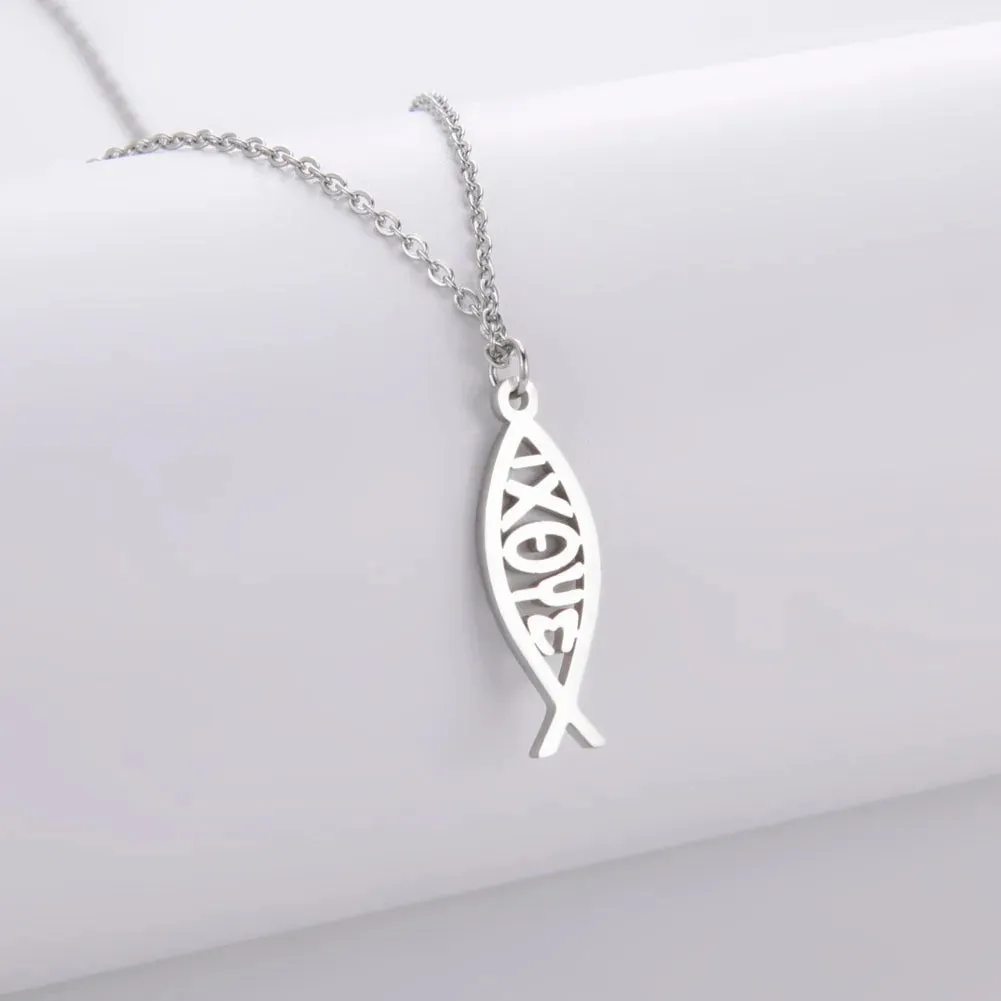 Collier Jésus Poisson Argent / Or