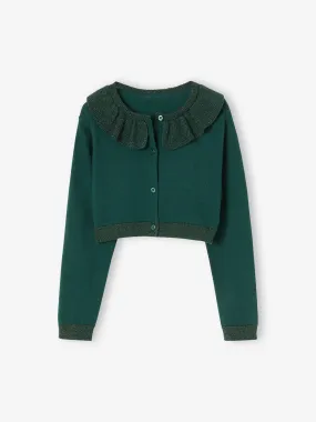 Gilet boléro à collerette effet irisé fille vert - Vertbaudet