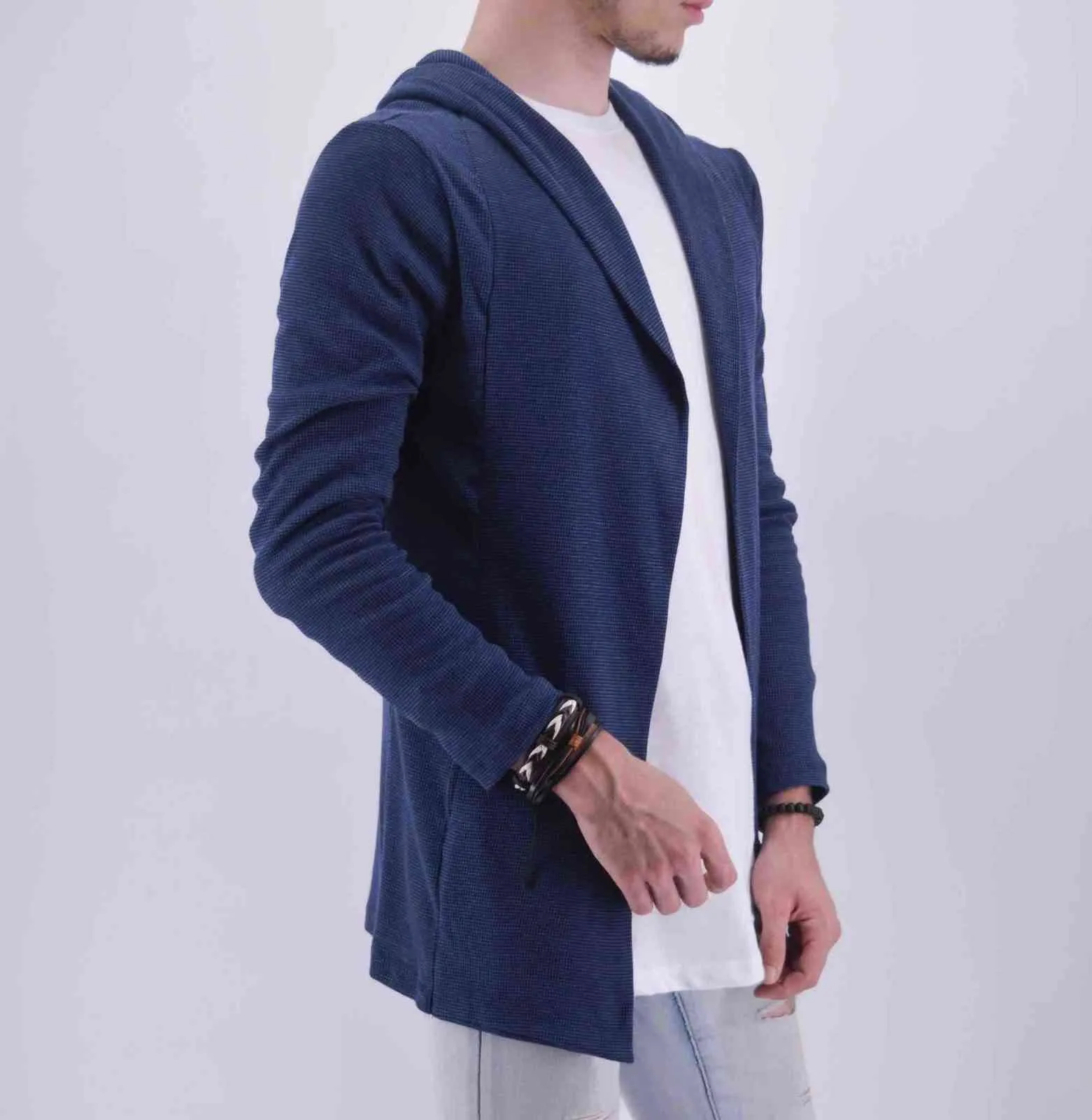 Gilet cape à capuche Bleu Oversize Homme | Mode Urbaine