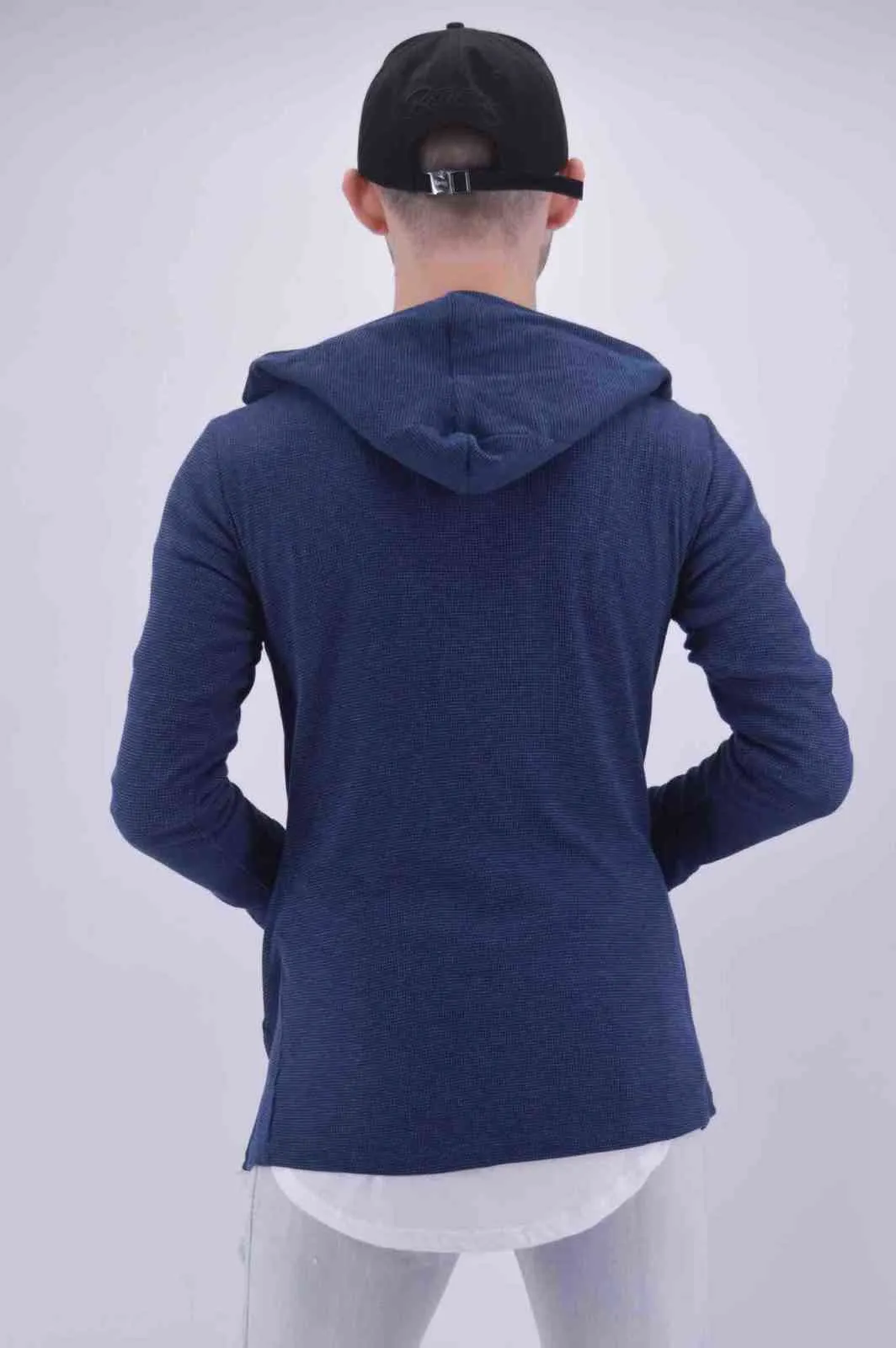 Gilet cape à capuche Bleu Oversize Homme | Mode Urbaine