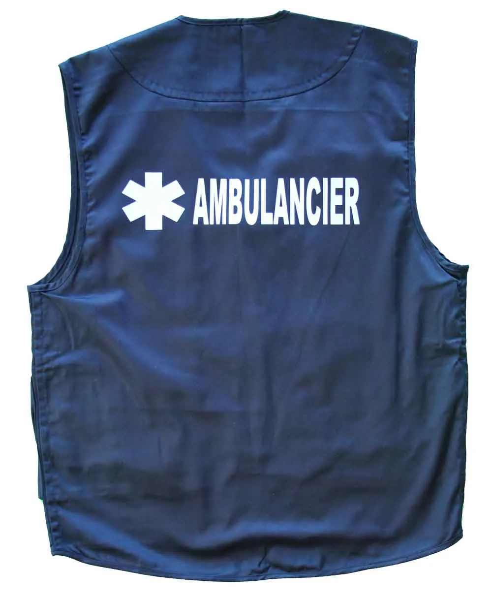 Gilet multipoches veste légère sans manches - AMBULANCIER - bleu marine 