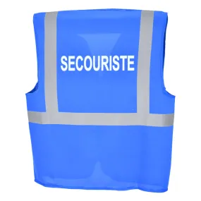 Gilet personnalisé bleu Secouriste avec bandes rétro-réfléchissantes