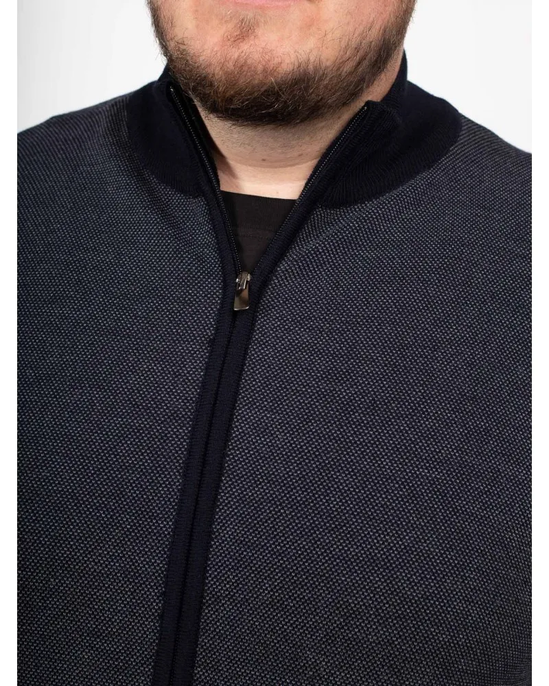 Gilet zippé bimatière Maneven grande taille noir - Size-factory