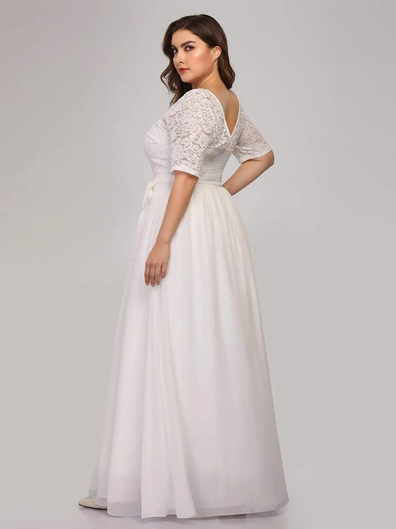 Grande taille Maxi longue dentelle Illusion Robes de mère de la mariée