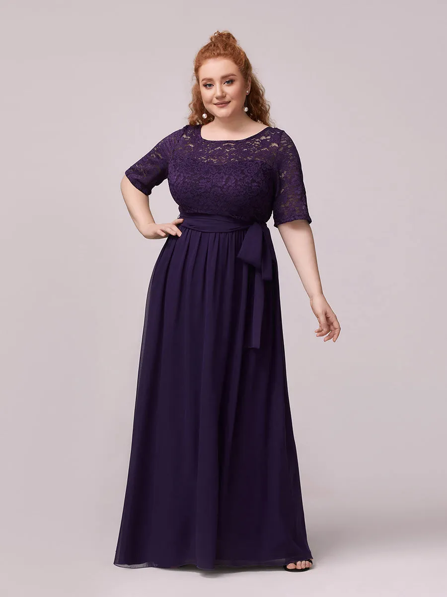 Grande taille Maxi longue dentelle Illusion Robes de mère de la mariée