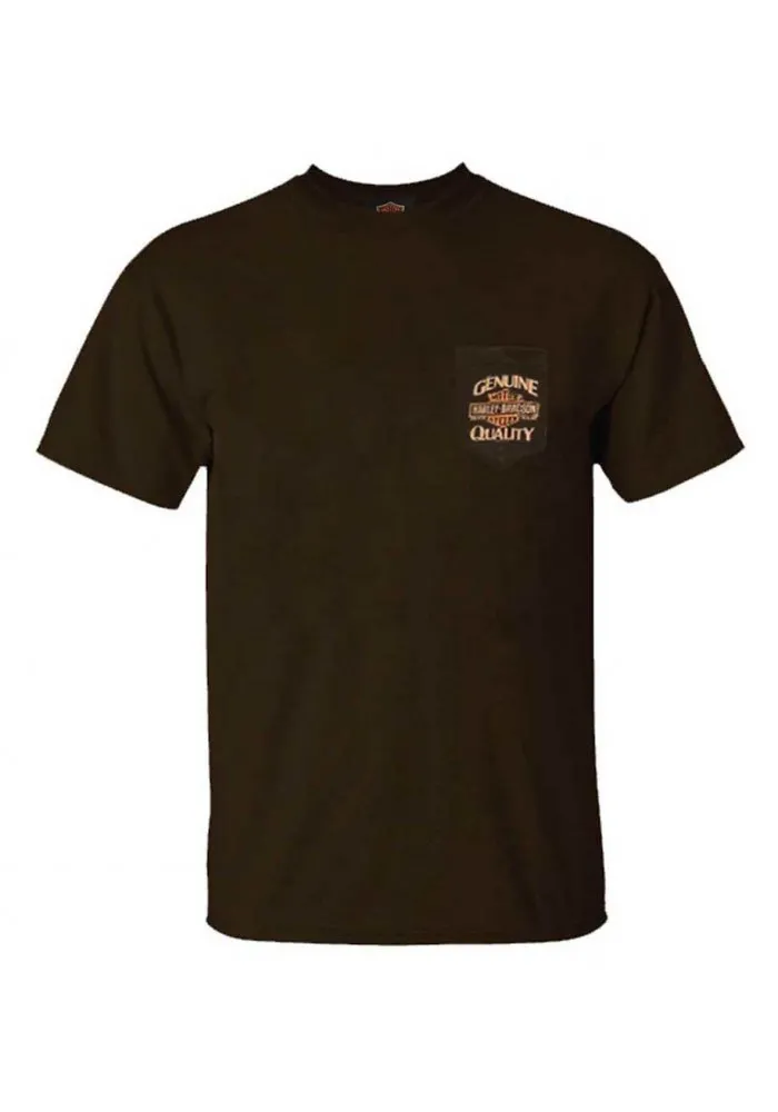 Harley-Davidson Hommes Gritty B&S Chest Pocket manches courtes Tee Shirt - Dark Brown 30292320