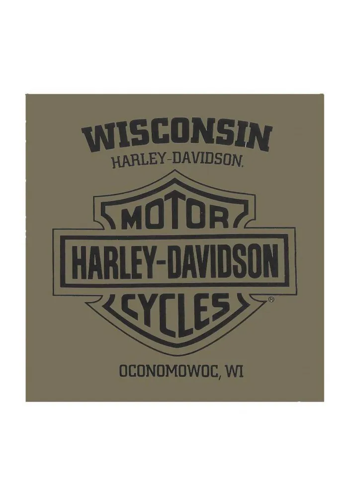 Harley-Davidson Hommes Primitive Eagle manches courtes Crew T-Shirt - Military Green 30297445