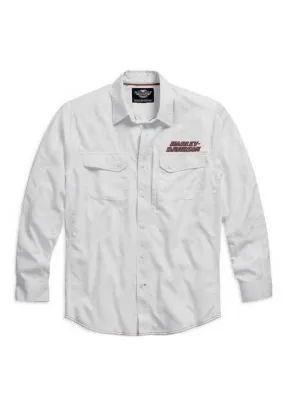 Harley Davidson Manches Longues Performance Button Front Chemise Blanche. 99016-15VM