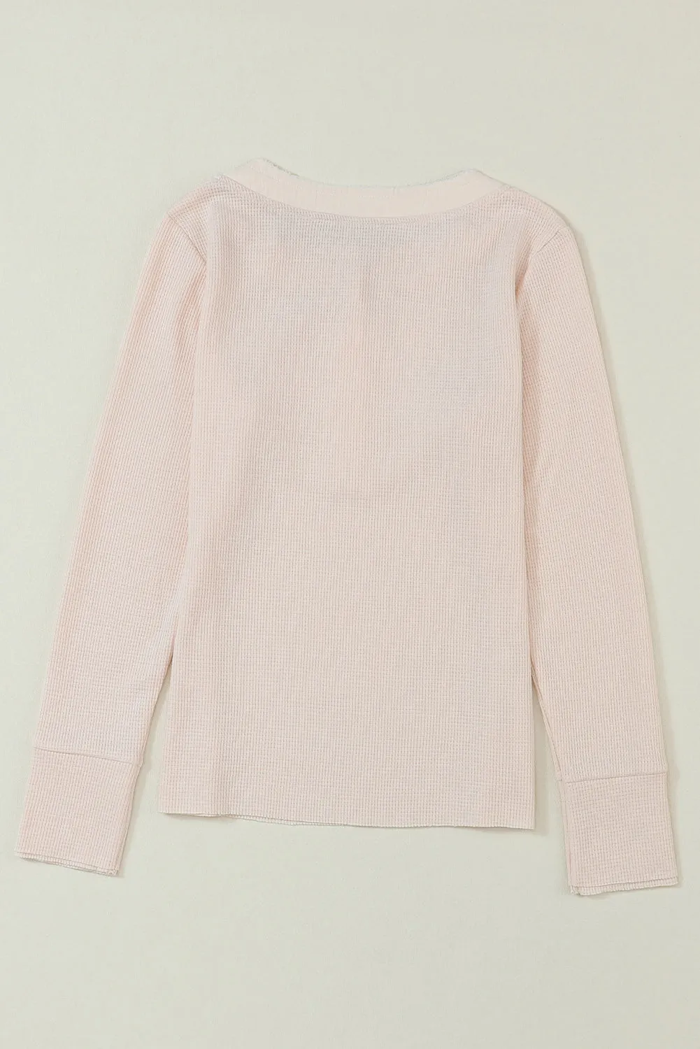 Haut Henley texturé en tricot gaufré beige