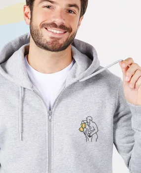 Hoodie zippé homme Couple nu (brodé)