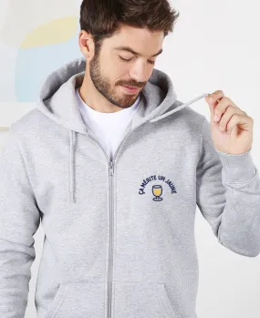 Hoodie zippé homme Ça mérite un jaune (brodé)