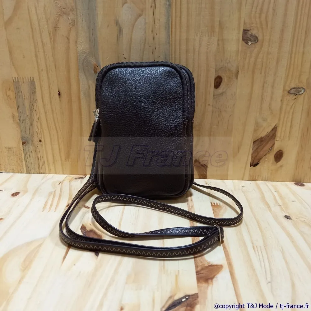 Katana Paris 69322 - Sacoche en cuir vachette avec passe ceinture