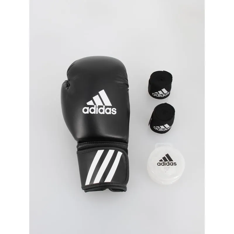 Kit boxe avec gants bandes et protège dents noir blanc - Adidas | wimod