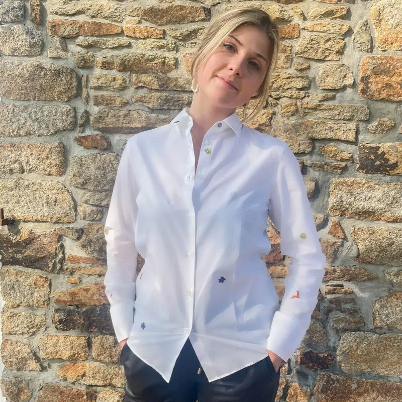 La chemise en coton blanc et mélange d'imprimés - Paul Smith