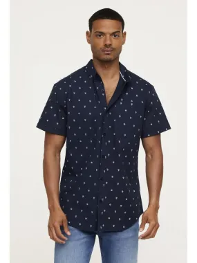 Lee Cooper - Chemise manches courtes coton slim DOCHO - Bleu marine