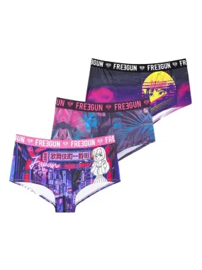 Lot de 3 shortys fille Japan Style Freegun - Violet