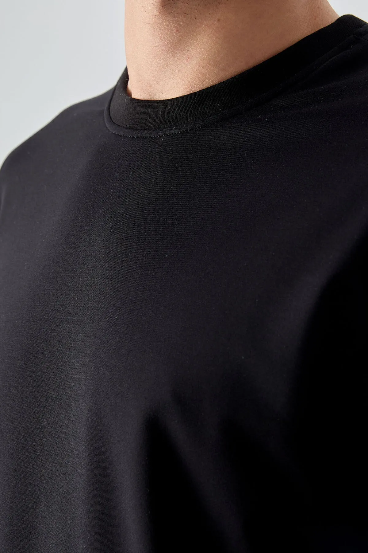pamuk yumuak dokulu standart fit basic erkek sweatshirt - 88363
