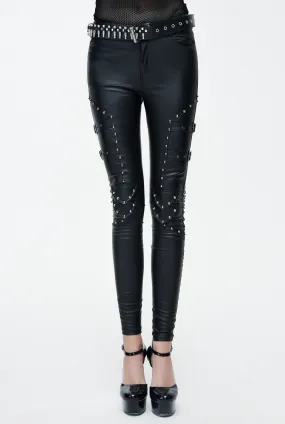 Pantalon gothique coupe slim DEVIL FASHION look cuir