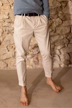 Pantalon à pinces Closer Milk | Coupe 7/8ème | Vêtements Homme | JAQK Taille 44 Couleur Milk