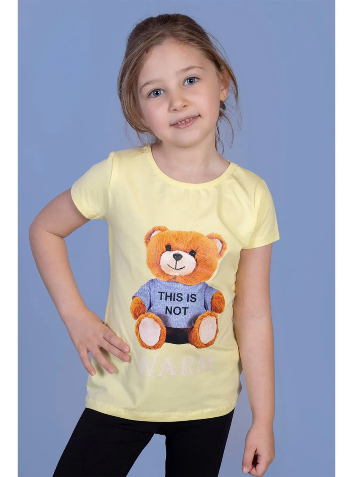 Printed - Crew neck - Unlined - Yellow - Girls` T-Shirt