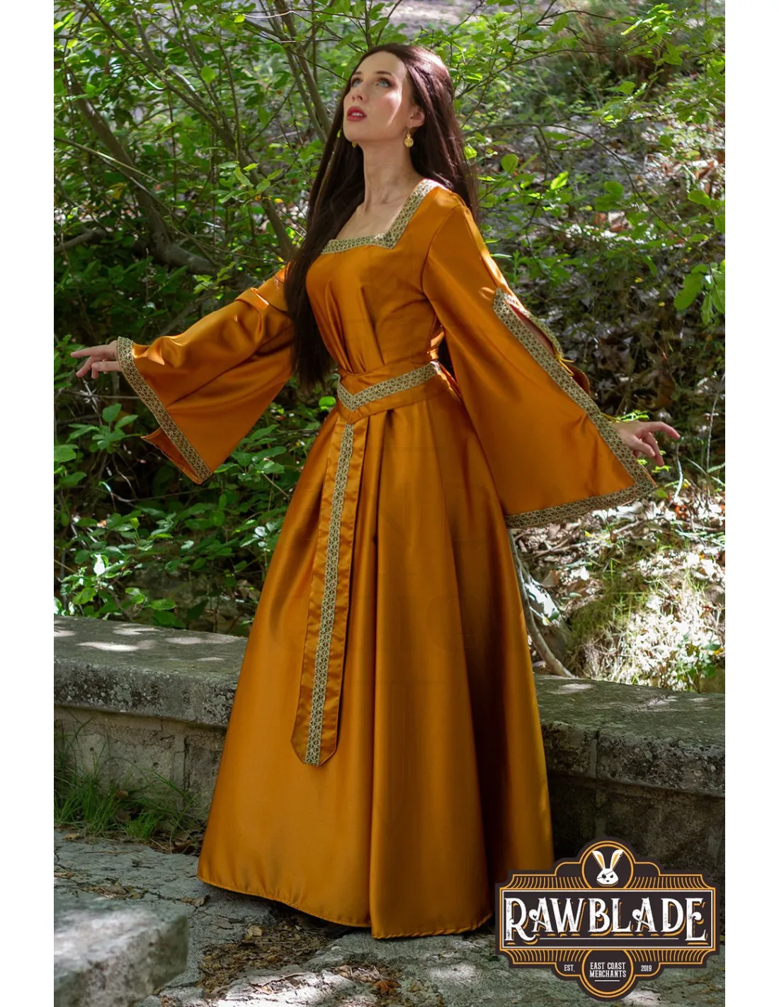 Robe de courtisane Shalott Renaissance - Orange ⚔️ Boutique Épées