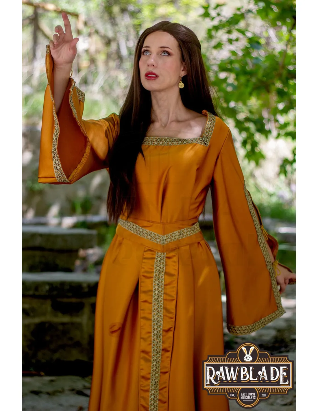 Robe de courtisane Shalott Renaissance - Orange ⚔️ Boutique Épées