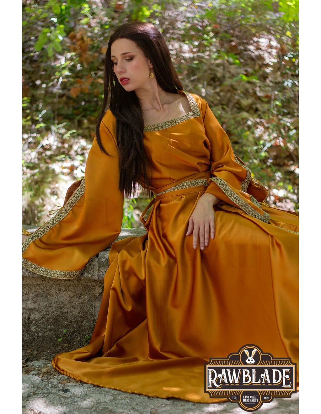 Robe de courtisane Shalott Renaissance - Orange ⚔️ Boutique Épées